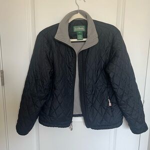 L.L. Bean Women's Black and Gray Quilted Puffer Jacket